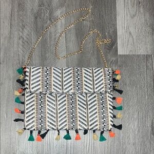 Sondra Roberts Multicolor Tassel Crossbody/Clutch Bag